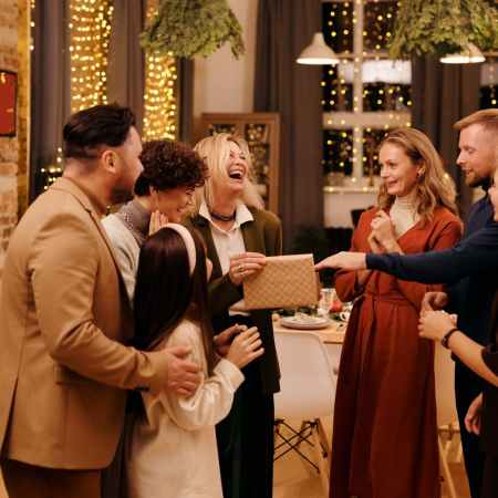 group of people spending christmas night